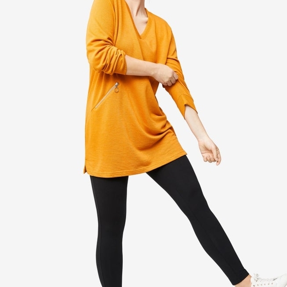 ellos Zip Pocket French Terry Sweatshirt Tunic - 1X, 22/24 - Soft Caramel - Picture 1 of 6